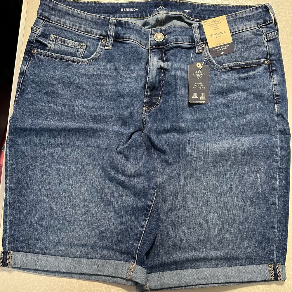 St. John's Bay Blue Stretch Jean Shorts with Rolled Hems